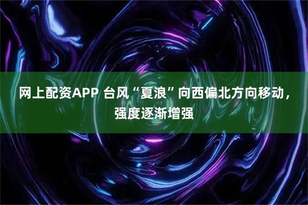 网上配资APP 台风“夏浪”向西偏北方向移动，强度逐渐增强