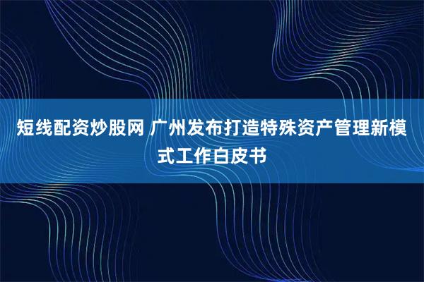 短线配资炒股网 广州发布打造特殊资产管理新模式工作白皮书